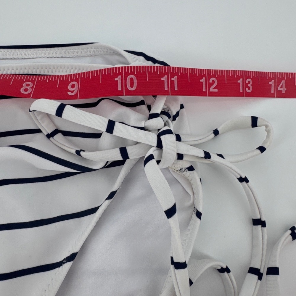 Cupshe Women Bikini Bottom M White Navy Striped High Waisted Side Tie NWT - Picture 3 of 6